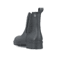 Asphaltschwarze Rieker Damen Chelsea Boots P8260-00 mit Elastikeinsatz. Schuh von hinten.