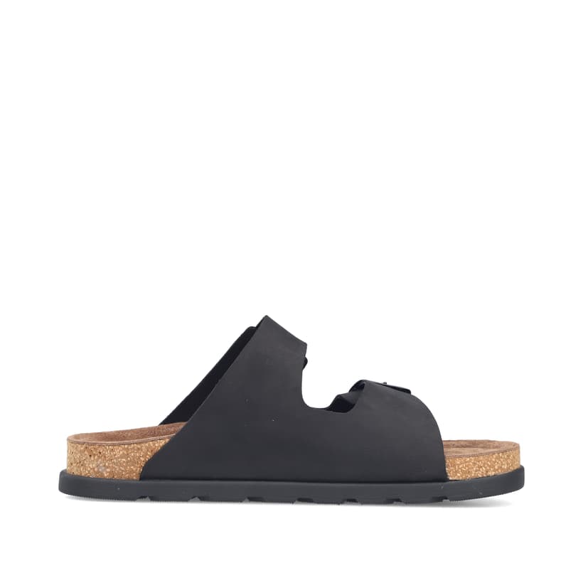 Mules Rieker noires pour homme 21190-00 avec boucles. Intérieur de la chaussure.