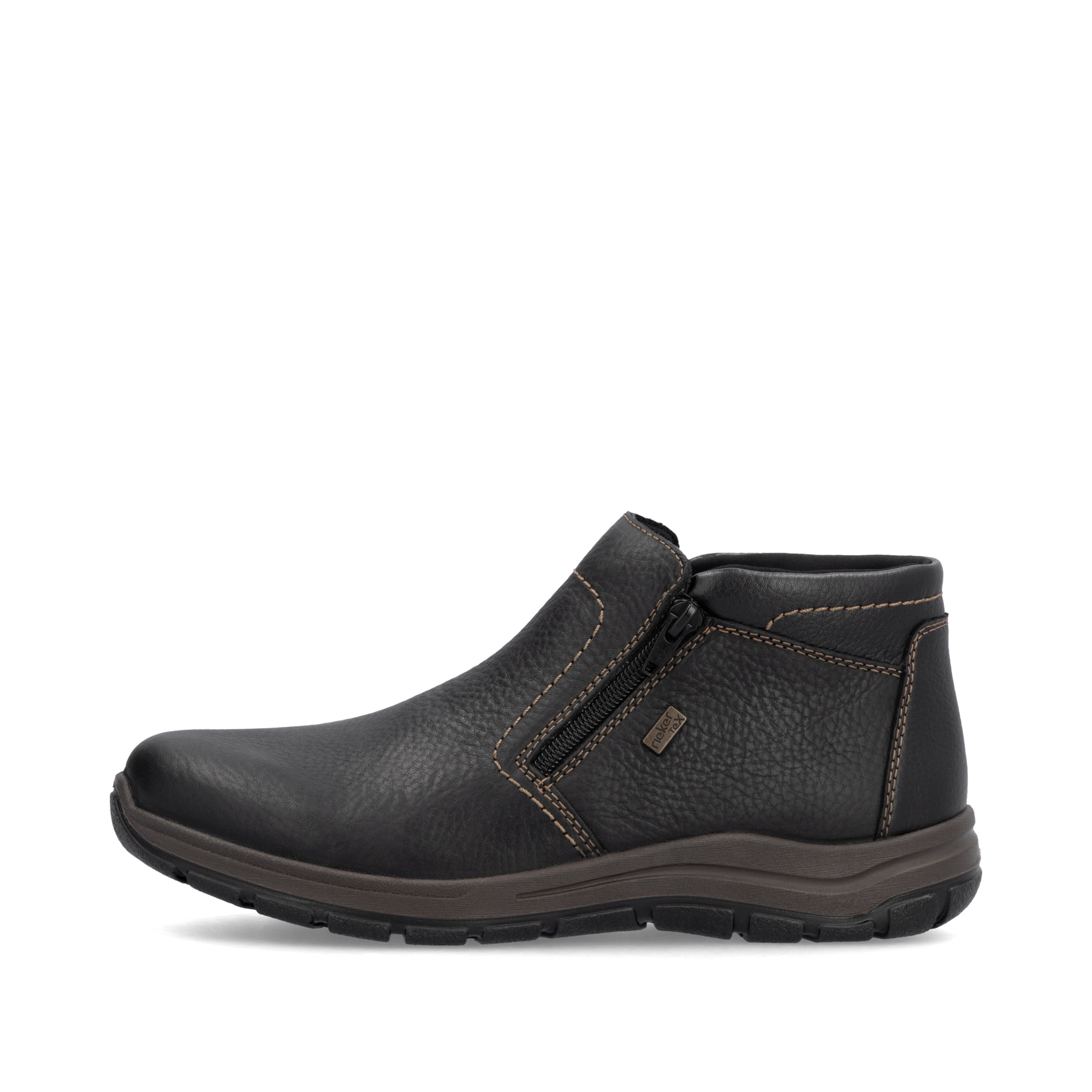 Schwarze Rieker Herren Slipper 03673-00 mit wasserabweisender RiekerTEX-Membran. Schuh Außenseite.