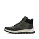 Dunkelgrün-schwarze Rieker Herren Schnürstiefel B8124-54 mit Reißverschluss. Schuh Außenseite.