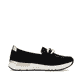 Schwarze Rieker Damen Loafer 58944-00 mit Deko-Kette sowie einem Gummizug. Schuh Innenseite.