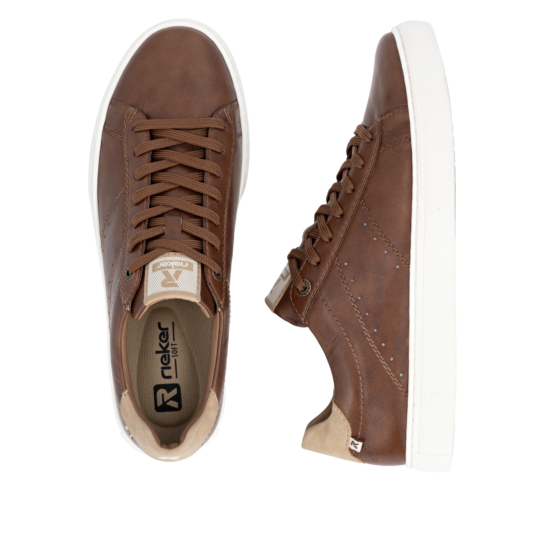 Baskets basses Rieker marron pour homme U0704-24. Chaussure vue de dessus, couchée.