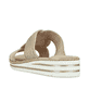Goldene Rieker Damen Pantoletten V06R4-90 mit der schmalen Passform E 1/2. Schuh von hinten.