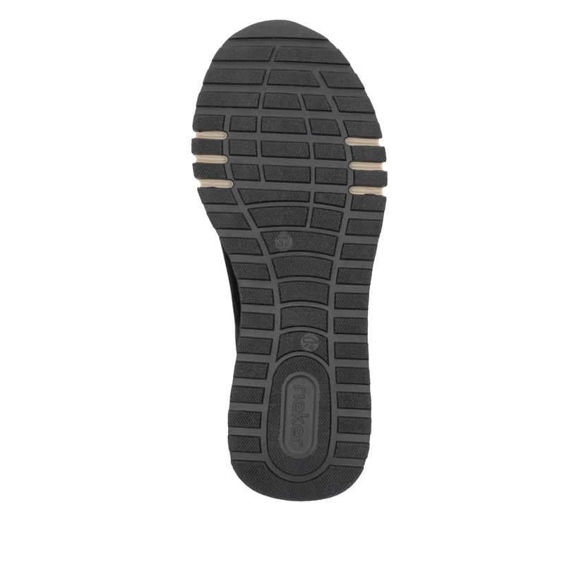 Baskets basses Rieker marron pour femme 49010-25 en cuir suédé. Semelle extérieure de la chaussure.