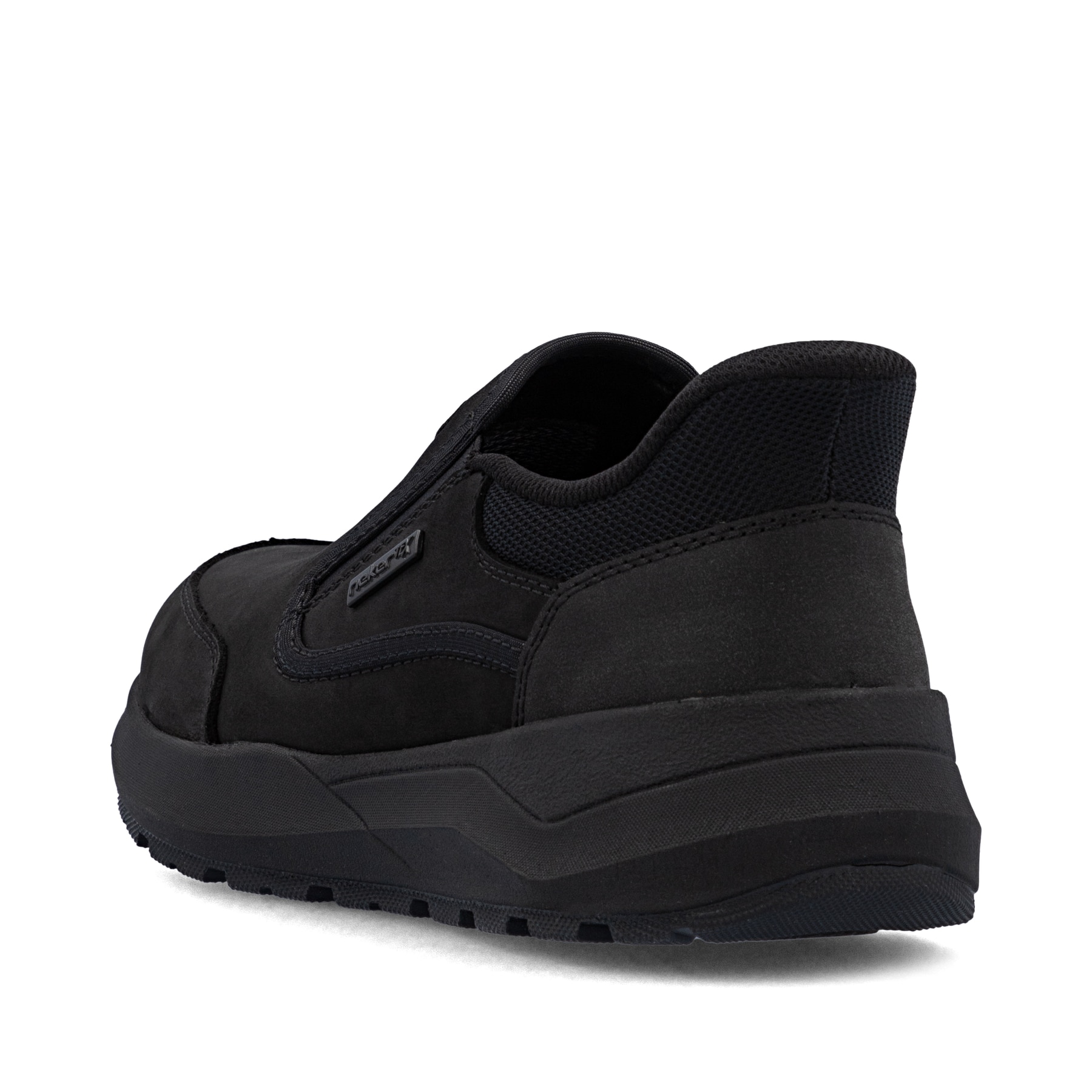 Mocassins Rieker noirs pour homme 06052-00 en cuir suédé. Chaussure vue de dessus.