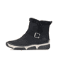 Schwarze Rieker Damen Kurzstiefel 45966-01 mit trendiger Schnalle. Schuh Außenseite.