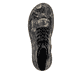 Schwarze Rieker Damen Schnürstiefel 53632-90 mit floralem Aufdruck. Schuh von oben.