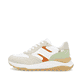 Weiße Rieker Damen Sneaker Low W2500-81 mit Schnürung sowie super leichter Sohle. Schuh Außenseite.