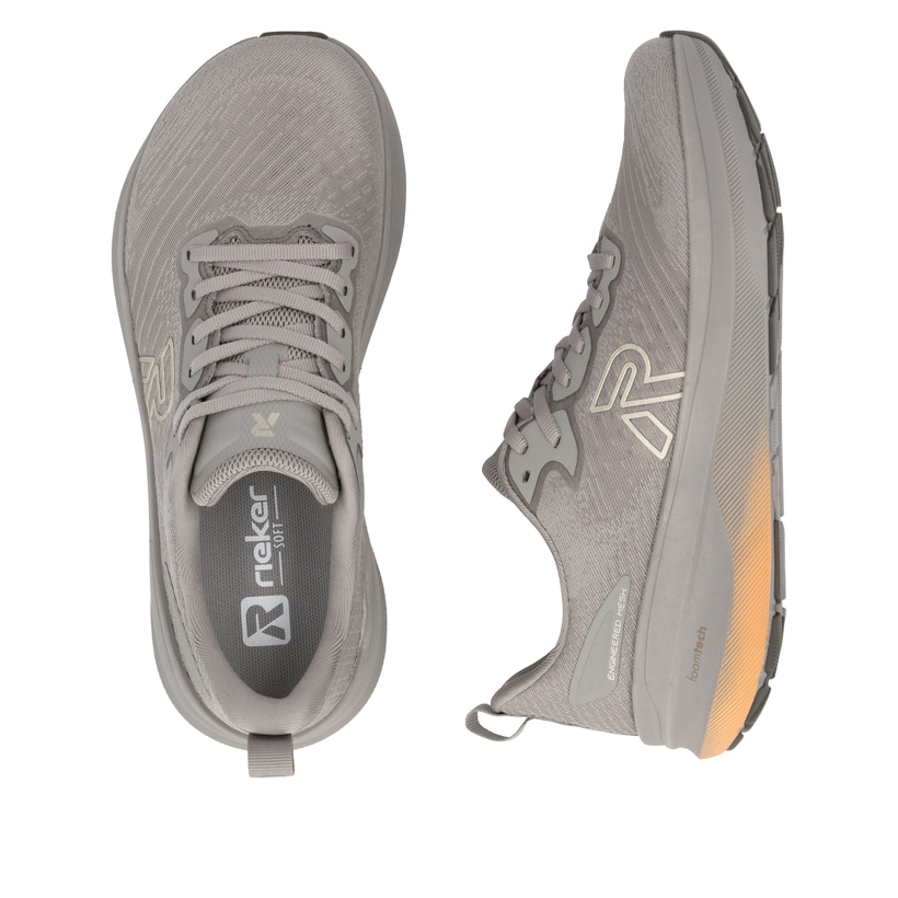 Beige Rieker Sport Damen Sneaker Low W4301-62. Schuh von oben, liegend.