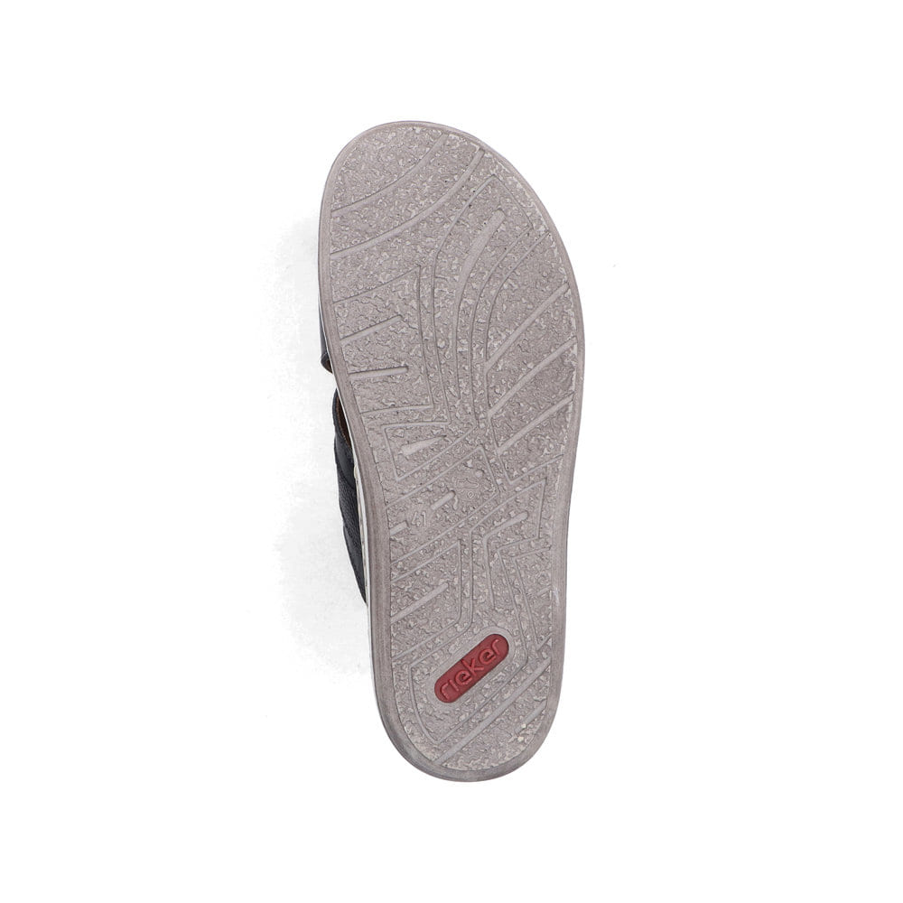 Schwarze Rieker Herren Pantoletten 21082-00 aus Glattleder mit Komfortweite G. Schuh Laufsohle.