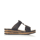 Blaue Rieker Damen Pantoletten 629K9-14 mit einem Klettverschluss. Schuh Innenseite.