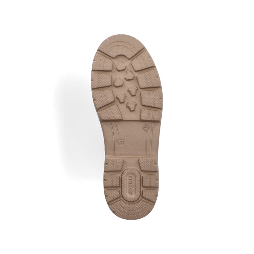 Beige Rieker Damen Schnürstiefel N0036-20 mit einem Reißverschluss. Schuh Laufsohle.