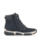 Dunkelblaue Rieker Damen Schnürstiefel 45925-14 mit einem Reißverschluss. Schuh Innenseite.