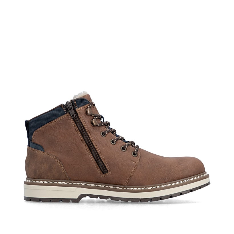 Braune Rieker Herren Schnürstiefel F3800-24 mit wasserabweisender TEX-Membran. Schuh Innenseite.