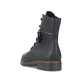 
Nachtschwarze Rieker Damen Schnürstiefel 75142-01 mit Schnürung und Reißverschluss. Schuh von hinten