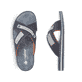 Blaue Rieker Herren Pantoletten 21539-14 mit Komfortweite G sowie leichter Sohle. Schuh von oben, liegend.