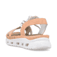 Orangene Rieker Damen Trekkingsandalen 64051-38 mit ultra leichter Sohle. Schuh von hinten.