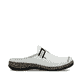 Weiße Rieker Damen Clogs 46393-80 mit Gummizug sowie extra weicher Decksohle. Schuh Innenseite.