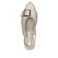 Silberne Rieker Slingpumps 47064-90 mit Schnalle sowie einer leichten Sohle. Schuh von oben.