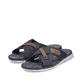 Blaue Rieker Herren Pantoletten 21340-14 mit der Komfortweite G. Schuhpaar seitlich schräg.
