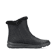 
Tiefschwarze Rieker Damen Kurzstiefel Z0070-00 mit einer robusten Profilsohle. Schuh seitlich schräg