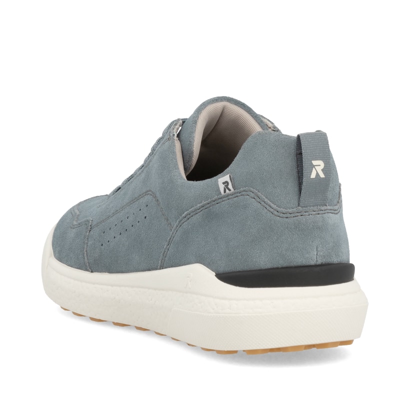 Baskets basses Rieker bleues pour homme U1101-14 avec lacets. Chaussure vue de l'arrière.