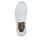 Weiße Rieker Damen Slipper M5074-80 mit Gummizug sowie einer ultraleichten Sohle. Schuh von oben.