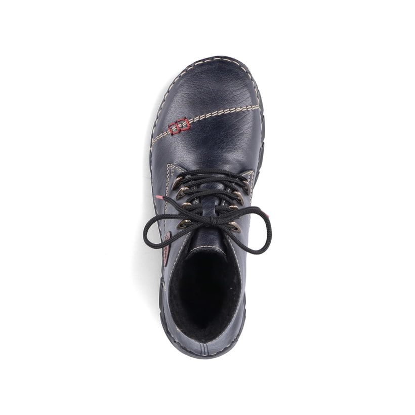 Marineblaue Rieker Damen Schnürschuhe 55002-14 mit einer sehr leichten Sohle. Schuh Laufsohle