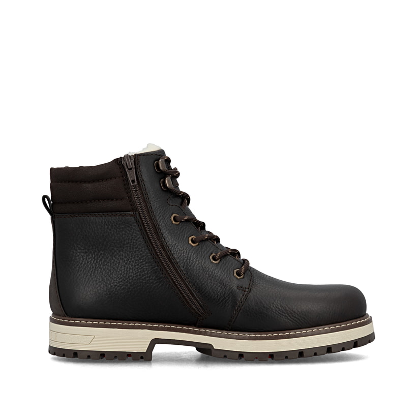 Bottes à lacets Rieker marron pour homme F8301-25 en cuir lisse. Intérieur de la chaussure.