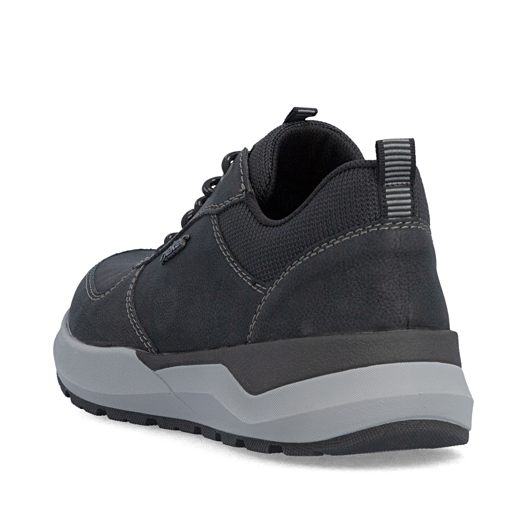 Chaussures à lacets Rieker noires hommes 06002-00 avec fermeture éclair. Chaussure vue de l'arrière.
