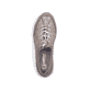 Beige Rieker Damen Slipper 53151-64 mit metallischem Finish sowie einem Gummizug. Schuh von oben.