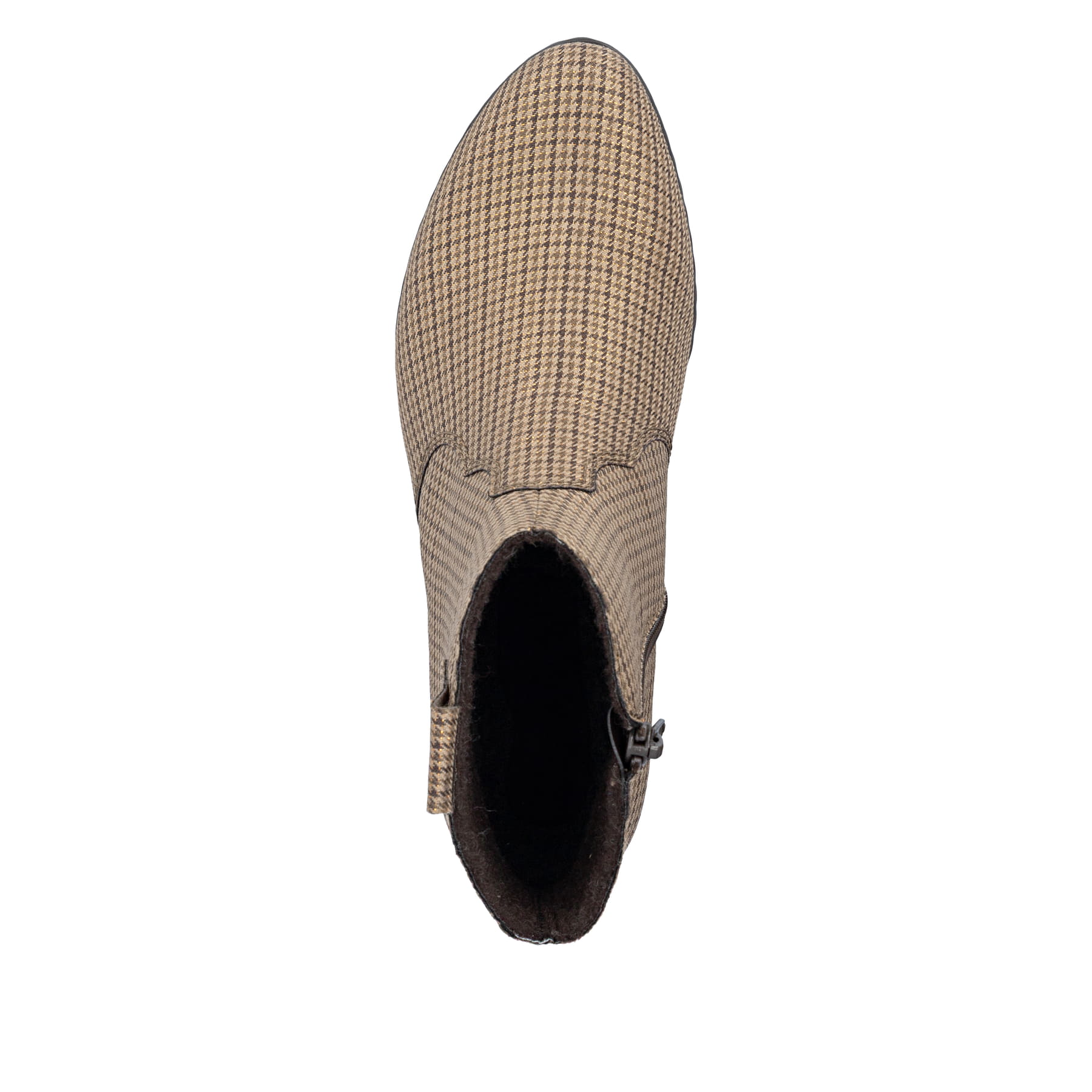 Beige Rieker Damen Stiefeletten Y0762-64 mit einem Reißverschluss. Schuh von oben.