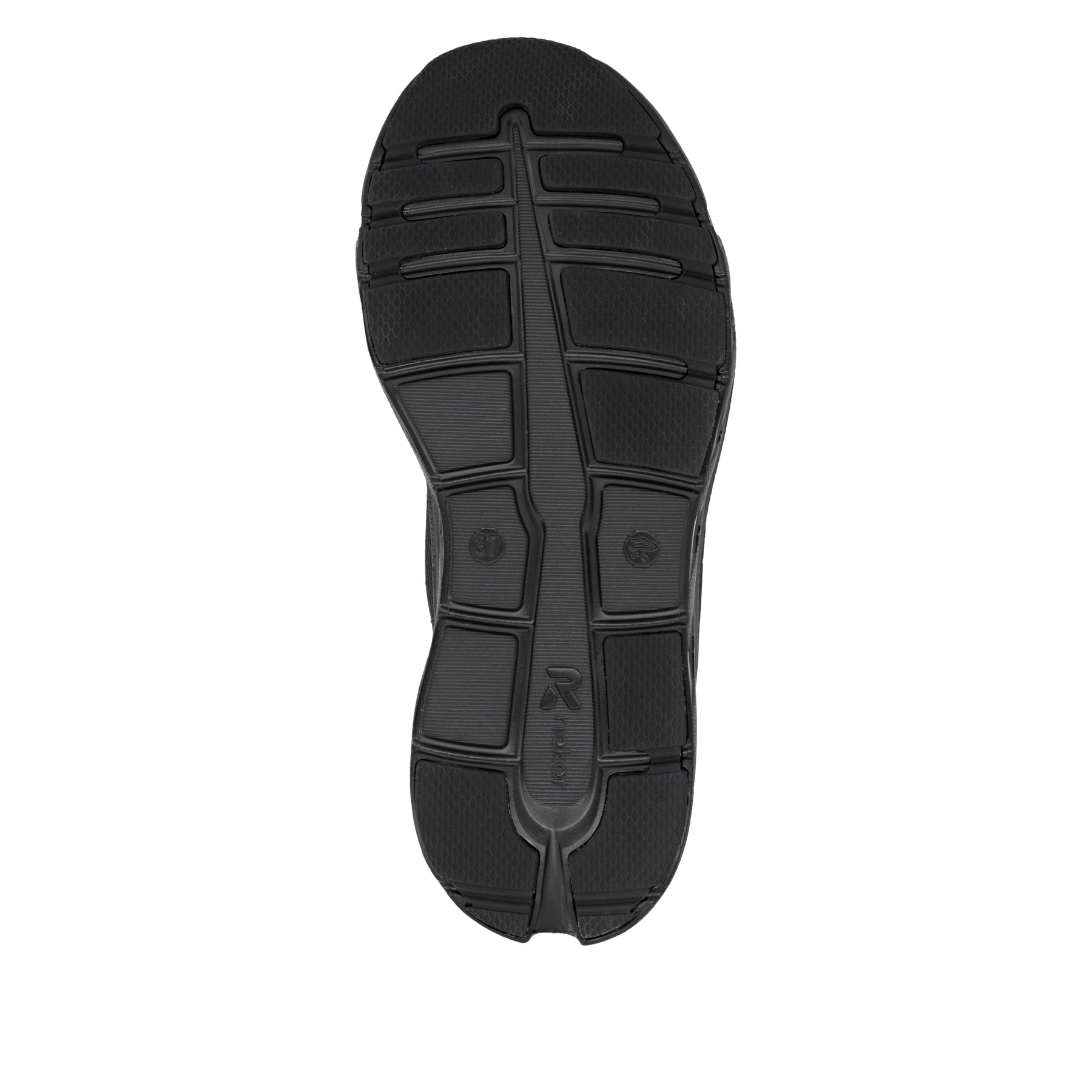 Schwarze Rieker Damen Sneaker High W3570-01 mit wasserabweisender TEX-Membran. Schuh Laufsohle.