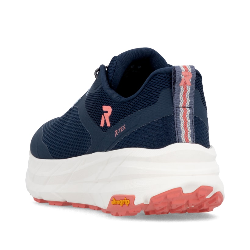 Blaue Rieker Sport Damen Sneaker Low W4502-14. Schuh von hinten.