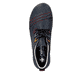 Blaue Rieker Damen Kurzstiefel 52509-14 mit bunten Details sowie einer Schnürung. Schuh von oben.