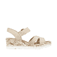 Champagnerfarbene Rieker Keilsandaletten 67173-60 mit einem Klettverschluss. Schuh Innenseite.