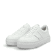 Weiße Rieker Damen Sneaker Low M1910-80 mit einer Schnürung. Schuhpaar seitlich schräg.
