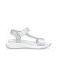 Silberne Rieker Damen Trekkingsandalen W2951-90 mit einem Klettverschluss. Schuh Innenseite.