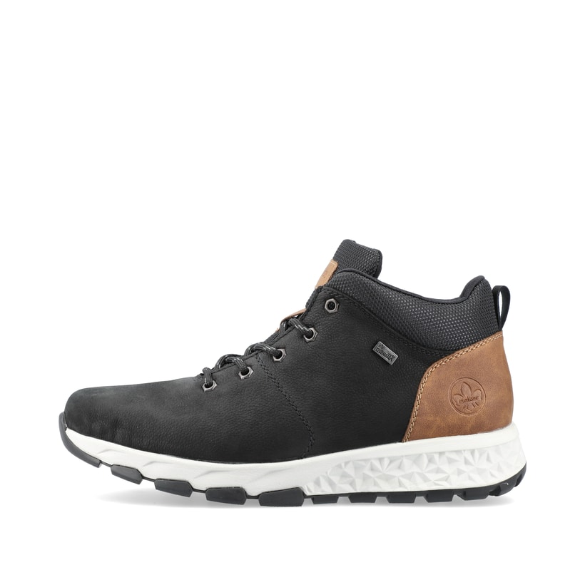 Schwarze Rieker Herren Sneaker High B6740-00 mit wasserabweisender TEX-Membran. Schuh Außenseite gespiegelt.