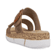 Beige vegane Rieker Damen Pantoletten V2392-62 mit trendigen Schnalle. Schuh von hinten.
