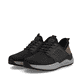Mocassins Rieker noirs pour hommes 06058-00 avec bande élastique. Chaussures inclinées sur le côté.