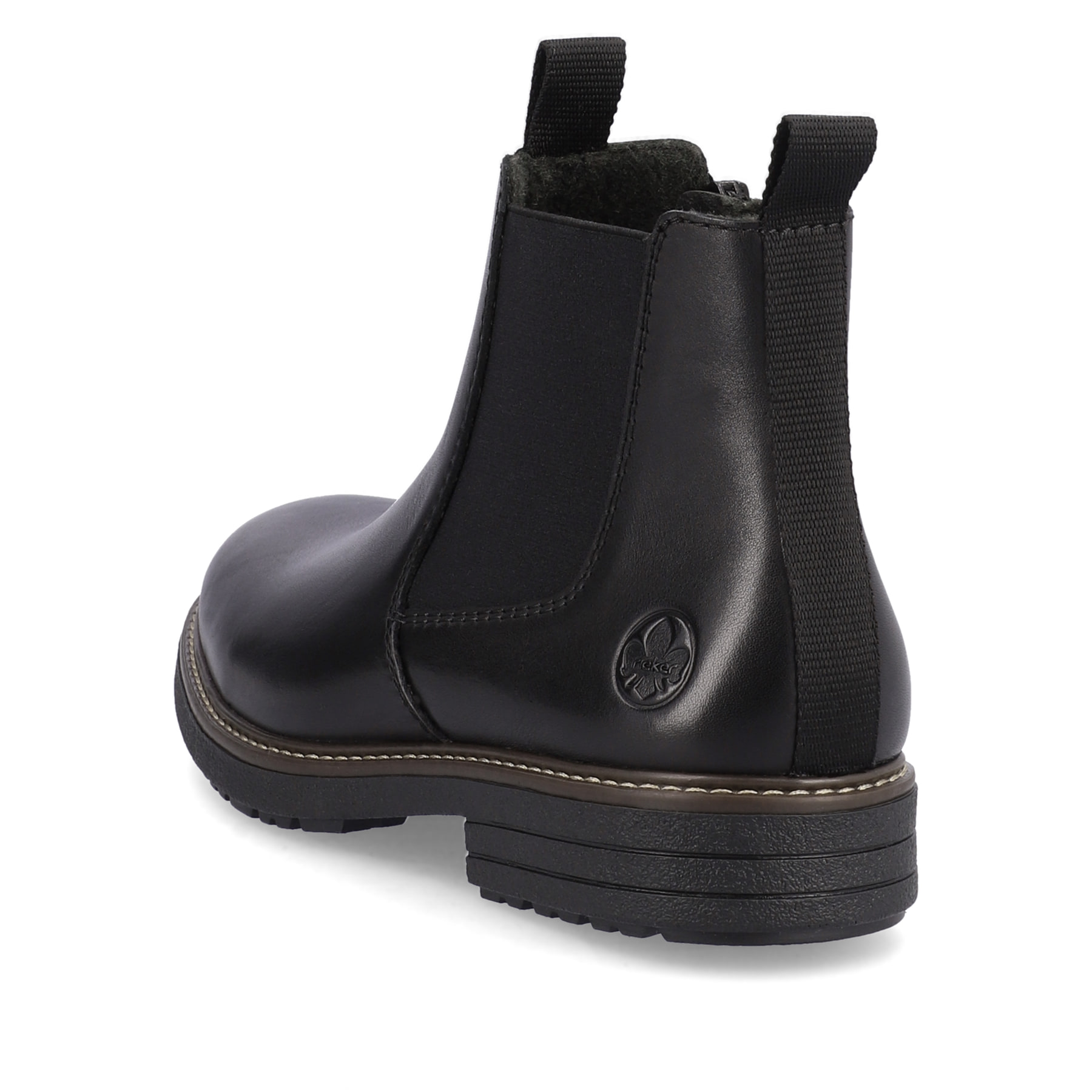 Stahlschwarze Rieker Herren Chelsea Boots 33180-00 mit einem Reißverschluss. Schuh von oben.