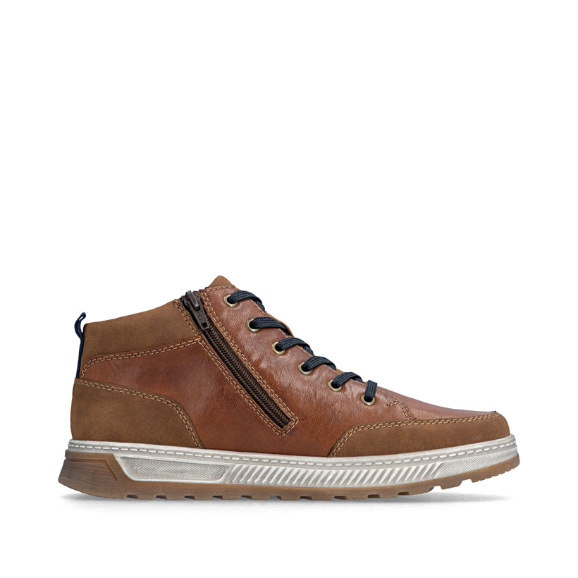 Braune Rieker Herren Sneaker High 37006-25 mit Reißverschluss sowie Extraweite H. Schuh Innenseite.