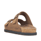 Braune Rieker Herren Pantoletten 21190-26 mit einem Schnallen sowie Extraweite H. Schuh von hinten.