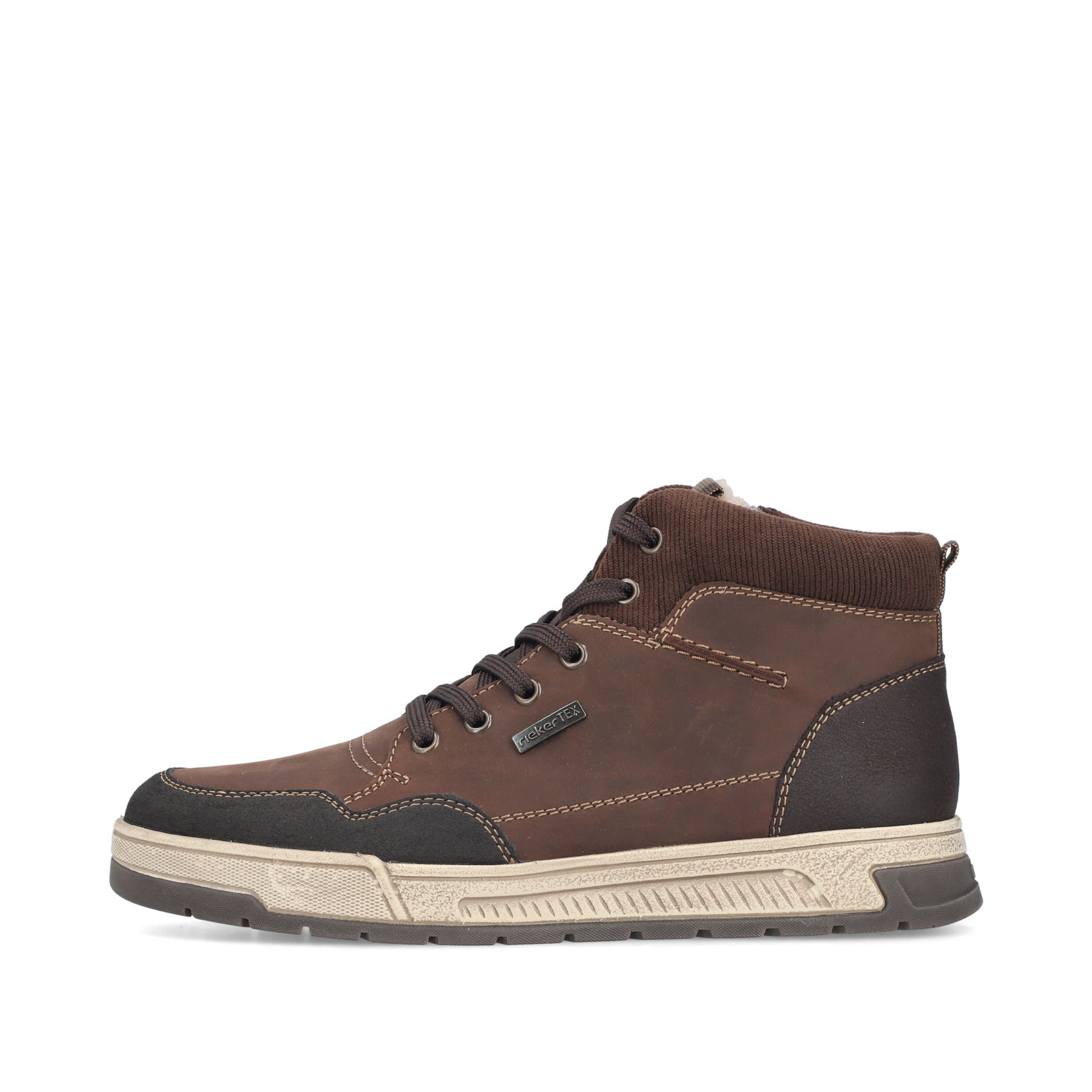 Dunkelbraune Rieker Herren Sneaker High 36042-25 aus Rauleder. Schuh Außenseite.