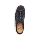 Schwarze Rieker Damen Clogs L0567-00 mit einem Gummizug sowie leichter Sohle. Schuh von oben.
