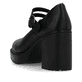 Schwarze Rieker Pumps Y4164-00 mit einer Schnalle sowie der Komfortweite G. Schuh von hinten.