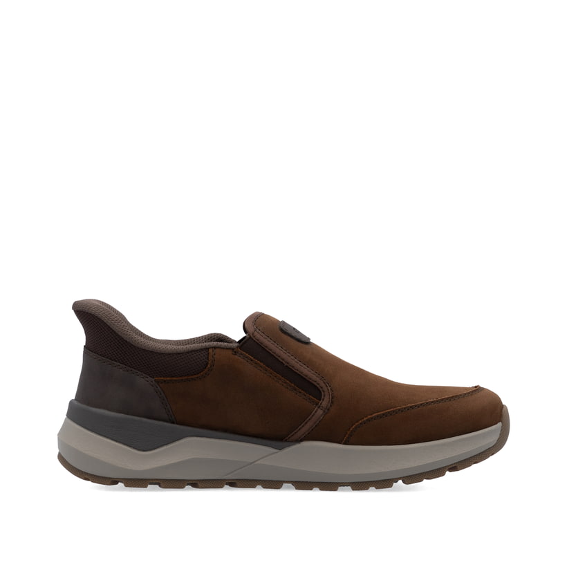 Mocassins Rieker marron pour homme 06052-22 en cuir suédé. Intérieur de la chaussure.