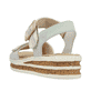 Mehrfarbige Rieker Keilsandaletten 62900-90 mit trendigen Schnalle. Schuh von hinten.