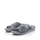 Blaue Rieker Herren Pantoletten 21099-15 mit der Komfortweite G. Schuhpaar seitlich schräg.